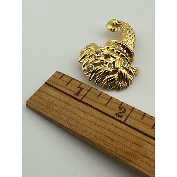 Vintage Monet Cornucopia Bouquet Brooch Gold Tone Autumn Fall Thanksgiving - Picture 8 of 8